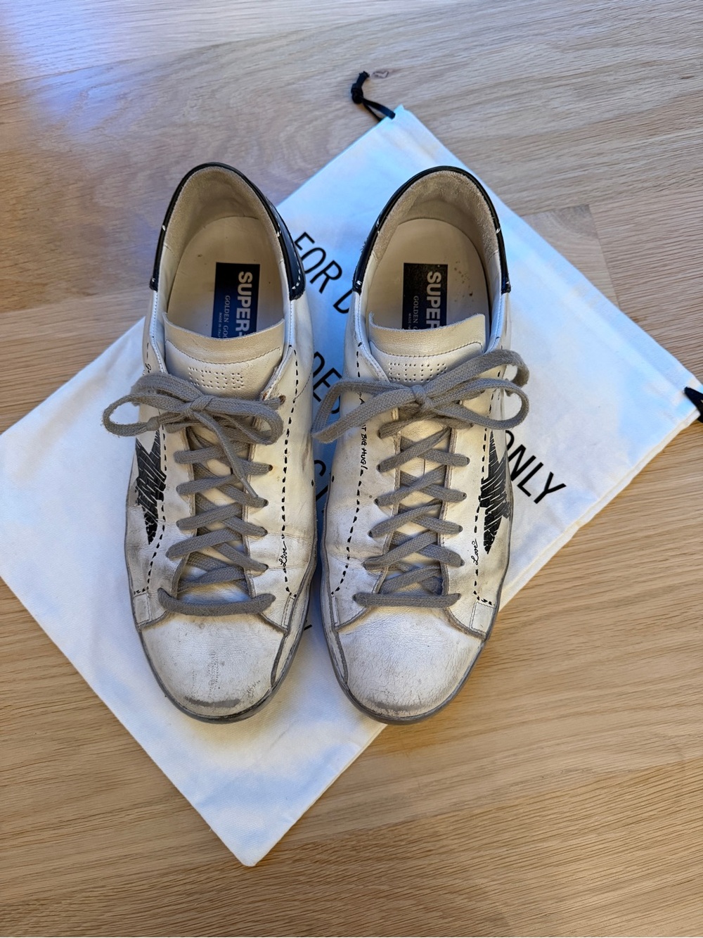 Golden Goose White Leather Sneakers with Black Star